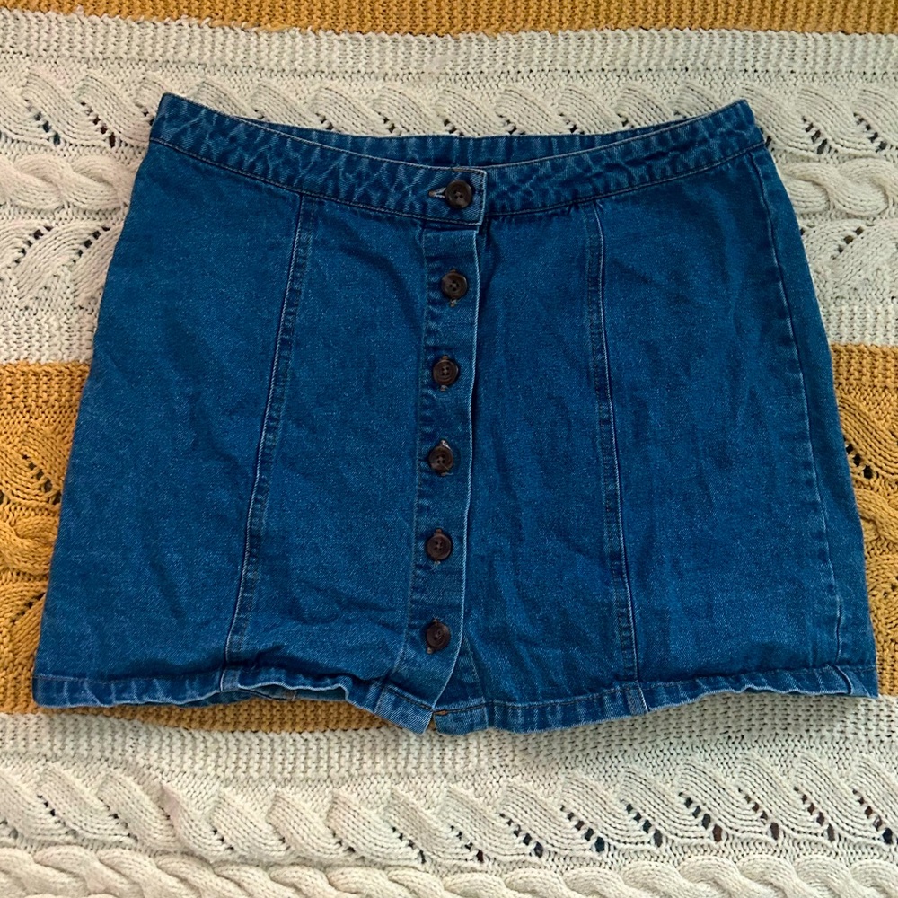 Mid-wash, button down, jean skirt (mini)